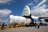 A Volga-Dnepr An-124 transports the Atlas 5 rocket