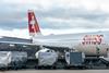 Swiss aircraft Being loaded with cargo