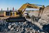 Crews work at the site of the future Cargo 4 facility on the north side of Pittsburgh International Airport's airfield. (Photo by Beth Hollerich)