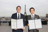 Stéphane Baudry (L), Walden Group and Hiroki Harada, Yusen Logistics Group