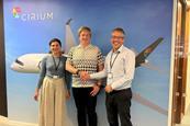 From left to right: Mila Assad, account executive & strategic sales leader, Cirium, Vitaly Smilianets, founder and chief executive, Awery Aviation Software, and Graham Chalmers, sales manager - Airports & Airlines EMEA, Cirium
