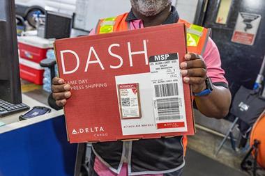 Delta Cargo shipment with Pulse tracker tape