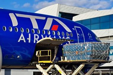 Loading cargo on ITA Airways flight