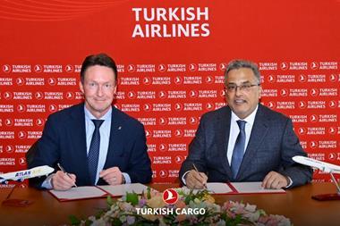 Atlas Air's Michael Steen (left) and Turkish Airlines' Ahmet Bolat