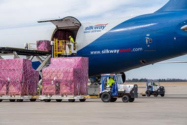 Silk Way cargo loading Photo CVG