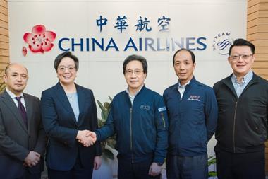 From left to right: Freightos’ Hiroyoshi Umeka, Joyce Tai; China Airlines’ Eddy Liu, Paul Hsueh, and Bryan Tao