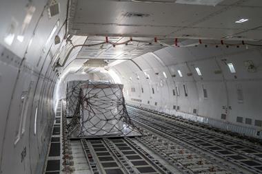 Cargo loaded onto a freighter aircraft