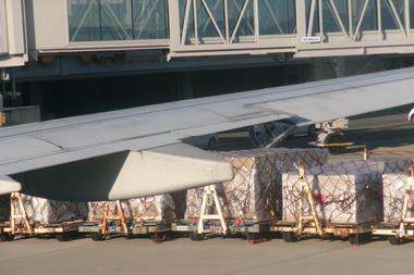 Cargo waiting to be loaded onto an aircraft
