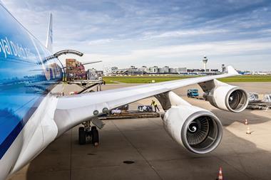Cargo being loaded onto a KLM freighter