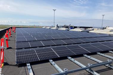 Solar panels on WFS facility at Copenhagen Airport Photo WFS