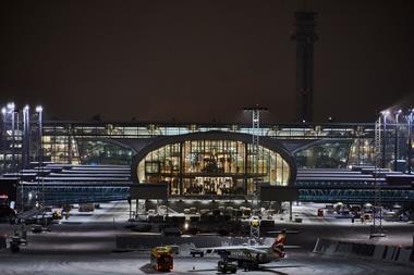 Oslo Airport at night, credit Avinor