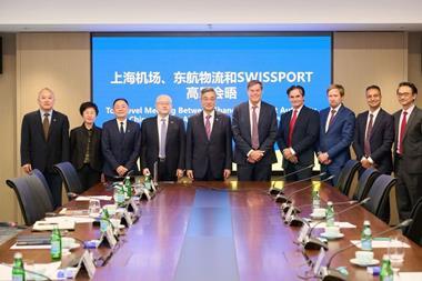 At the signing ceremony in Shanghai: Mr. Feng Xin, Chairman of AVINEX; Lvy Yao Dong, Vice President, AVINEX; Tang Ying Chao, Executive Vice President, AVINEX Logistics; Wang Jian Min, General Manager, China Eastern Airline Logistics; Wang Ya Min, Chairman