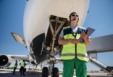 Young worker at airport
