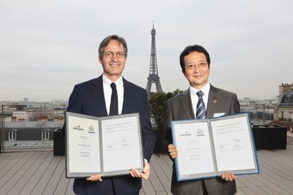 Stéphane Baudry (L), Walden Group and Hiroki Harada, Yusen Logistics Group