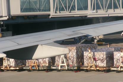 Cargo waiting to be loaded onto an aircraft