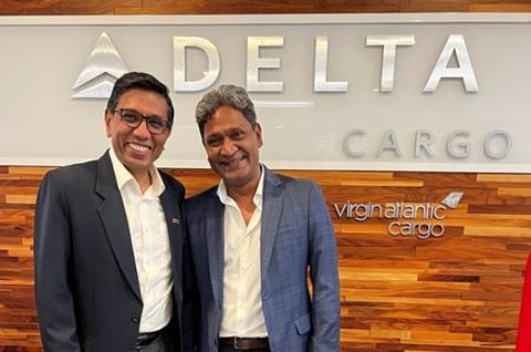 Vishal Bhatnagar, managing director cargo operations at Delta Cargo, and Kevin Vaz, founder of Orga Dynamics. Photo: Delta Cargo