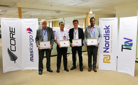 Left to right: Mr. Ian Craig - Managing Director CORE, Mr. Ibrahim Mohamed Salleh – Chief Executive Officer MAB Kargo, Mr. Boon Yang Sim - Vice President of Sales and Business Development, Asia Pacific & People’s Republic of China, Nordisk, and Ir. K...