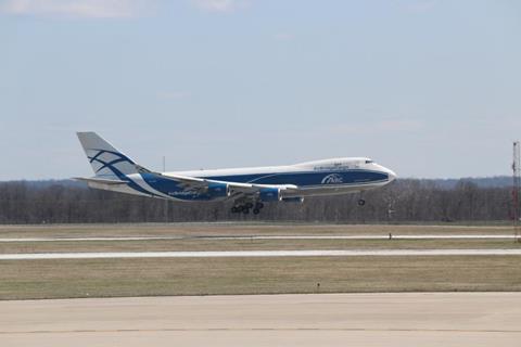 AirBridgeCargo Boeing 747-400F takes off from Rickenbacker International3