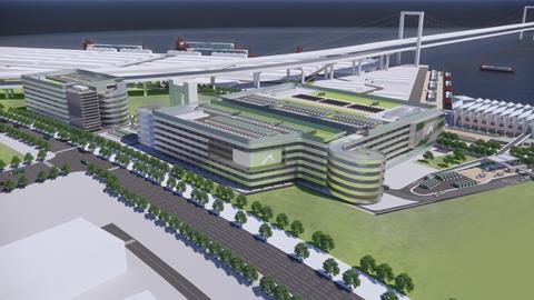 Artist's impression of the first phase of HKIA Dongguan Logistics Park