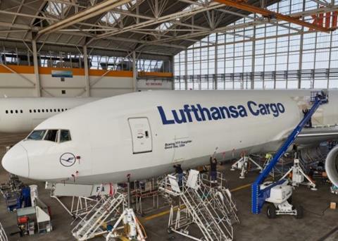 B777 fitted with AeroSHARK technology. Photo: Lufthansa Cargo