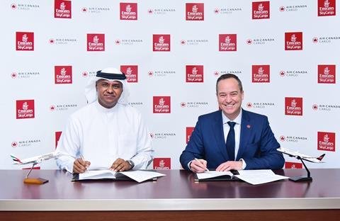 Nabil Sultan, Emirates Divisional Senior Vice President, Cargo and Matthieu Casey, Managing Director Commercial, Air Canada Cargo