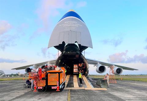 AN-124 being loaded with mining equipment