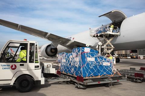 Turkish Cargo freighter being loaded