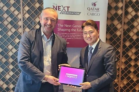 Guillaume Halleux (left) with Joon-suk Yim. Photo: Qatar Airways Cargo