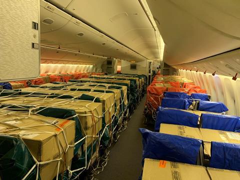 Emirates SkyCargo cargo in cabin