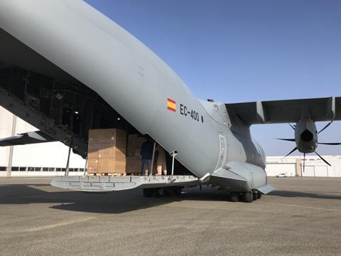 Medical masks onboard A400M bound for Spain