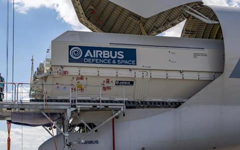 Unloading of hotbird satellite in KSC USA Photo Airbus