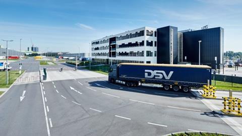 DSV lorry on the road, Krefeld facility