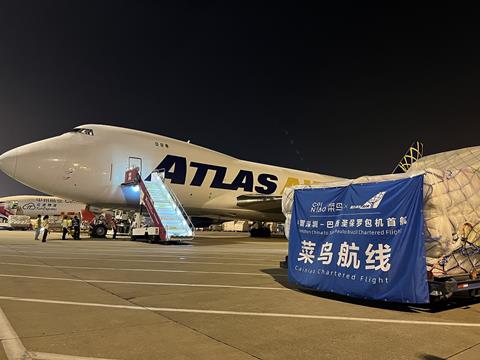 Cainiao and Atlas Air flight at Shenzhen Airport. Photo: Alibaba