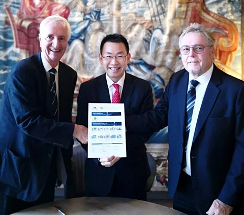 (L to R) Bob Rogers (Vice-President, ULD CARE), Wilson Kwong (Chief Executive, Hactl) and Urs Wiesendanger (President, ULD CARE) sign the Code of Conduct Agreement.