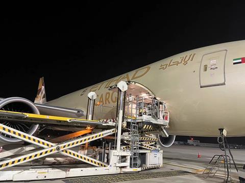 Etihad Cargo inaugural Wuhan flight. Photo: Etihad Cargo