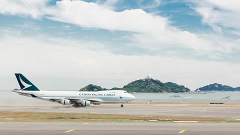 Cathay Pacific B747F lands on HKIA third runway