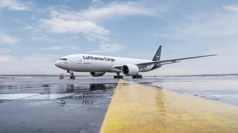 Lufthansa Cargo freighter on the apron