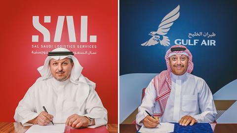 SAL’s CEO Hesham Alhussayen (L) and Gulf Air acting CEO Waleed AlAlawi