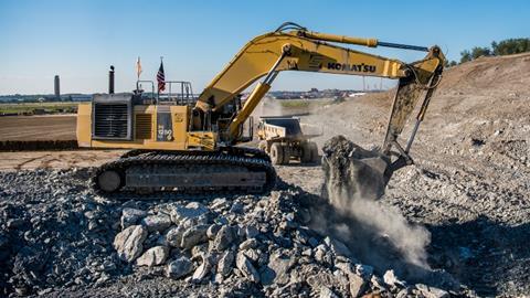 Crews work at the site of the future Cargo 4 facility on the north side of Pittsburgh International Airport's airfield. (Photo by Beth Hollerich)