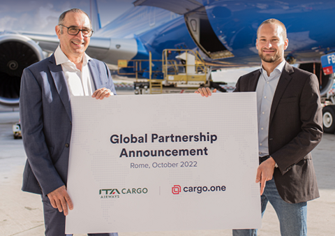ITA Airways Cargo x cargo.one press banner