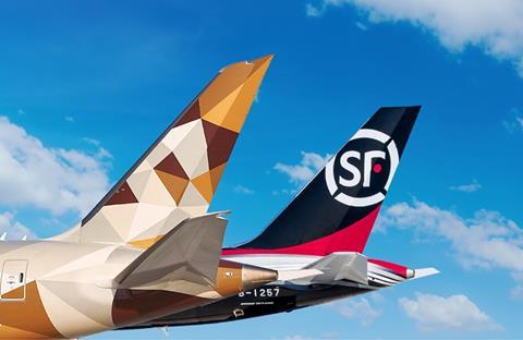 Etihad Cargo and SF Airlines aircraft tails. Photo Etihad Cargo. Supplied with press release. 26/06/2024