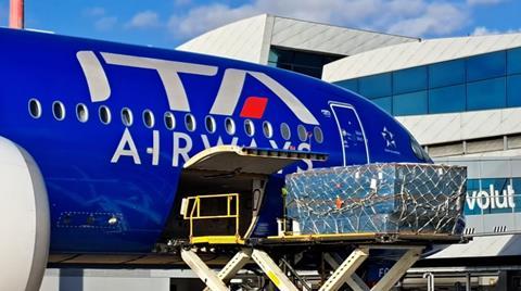 Loading cargo on ITA Airways flight