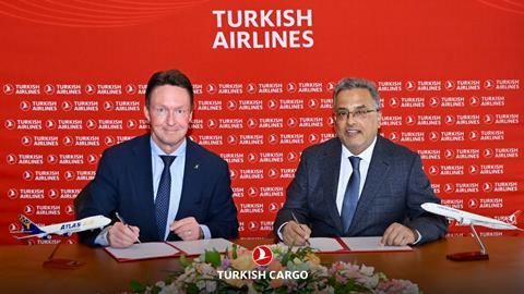 Atlas Air's Michael Steen (left) and Turkish Airlines' Ahmet Bolat