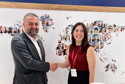 Global GSA Group's Aytekin Saray signed the GSA agreement with Qantas Freight's Mallory Logan