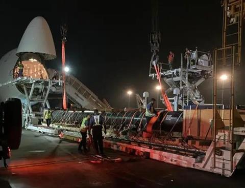 Record cargo shipment unloading at Glasgow Prestwick