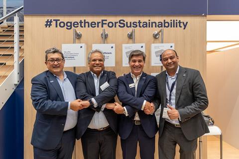 From left: Jérôme Petit, global air & ocean leader at CEVA Logistics; Ashwin Bhat, CEO at Lufthansa Cargo; Loïc Gay, global air & ocean products leader at CEVA Logistics; Anand Kulkarni, head of global markets at Lufthansa Cargo